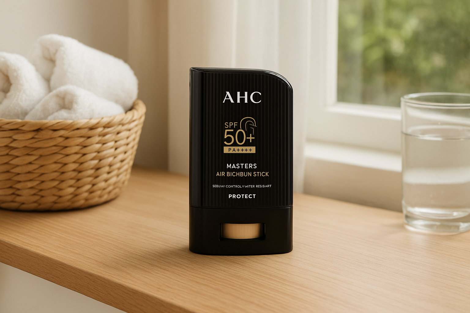 AHC 마스터즈 에어리치 선스틱 SPF50+ PA++++ 보관 및 사용 예시